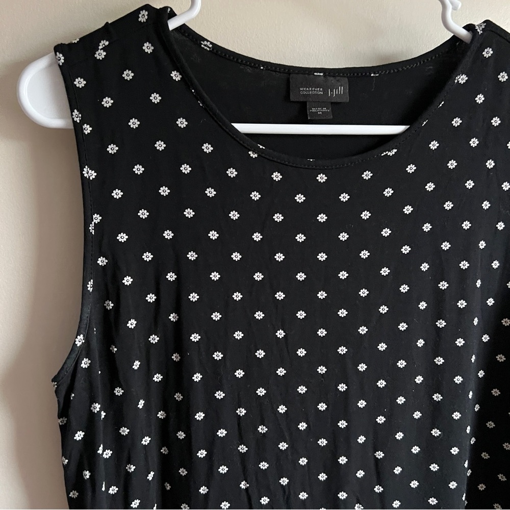 J Jill Wearever Collection Black Floral Sleeveless Blouse Tank Top - Picture 3 of 4